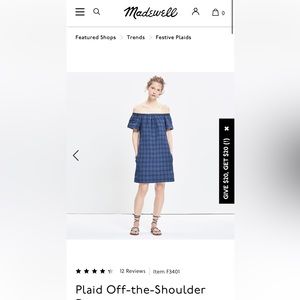 Like new Madewell off-the-shoulder plaid shift dress